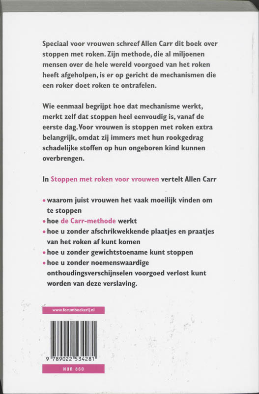Achterkant van Stoppen met roken voor vrouwen