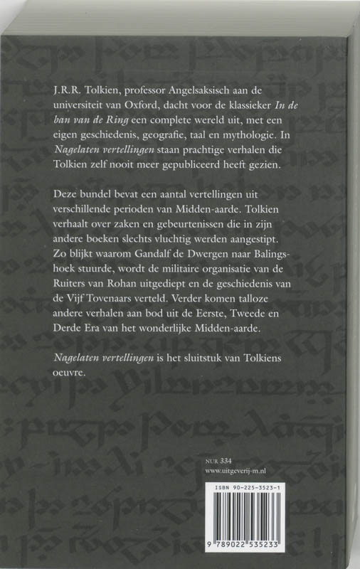 Achterkant van Nagelaten vertellingen