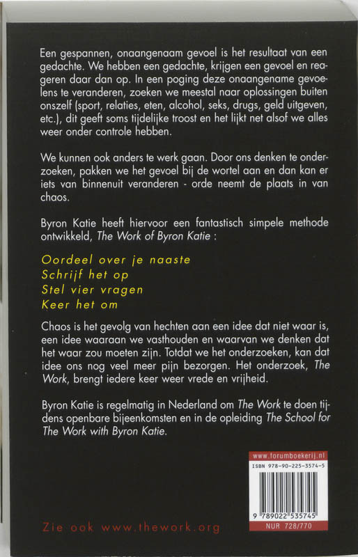 Achterkant van Vier vragen die je leven veranderen