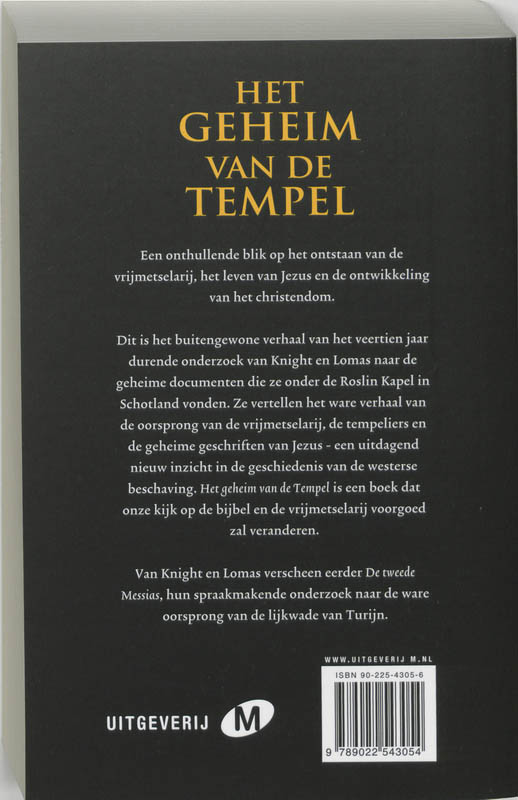 Achterkant van Het geheim van de tempel