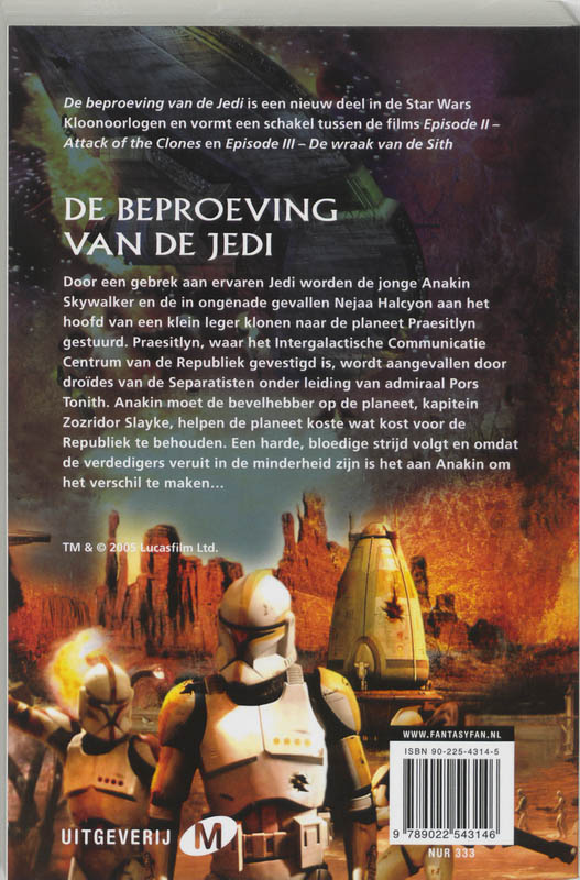 Achterkant van De beproeving van de jedi