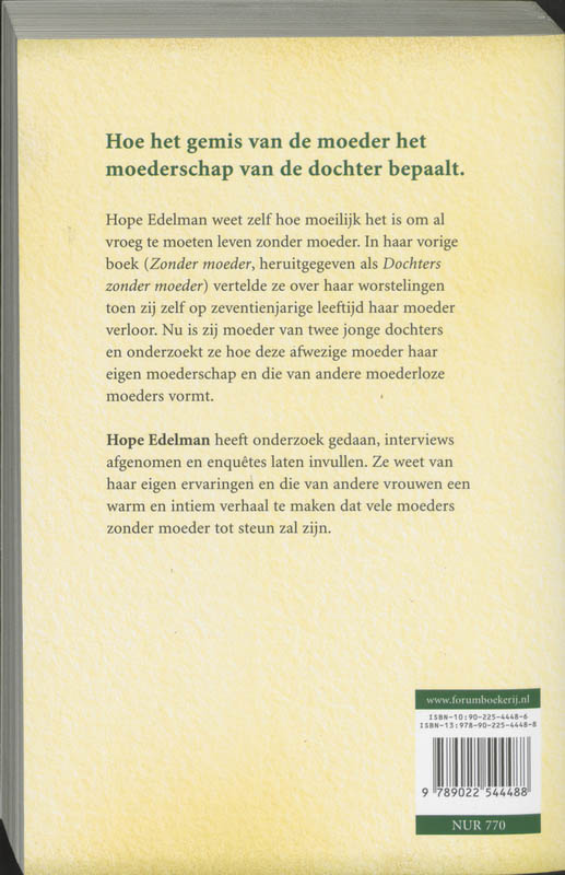 Achterkant van Moeders zonder moeder