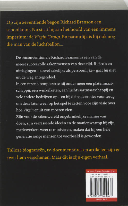 Achterkant van Over Richard Branson