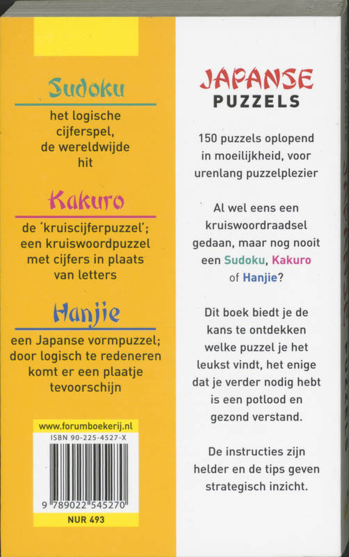Achterkant van Japanse puzzels