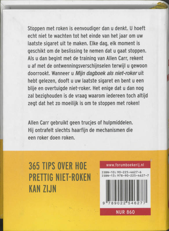 Achterkant van Mijn dagboek als niet-roker