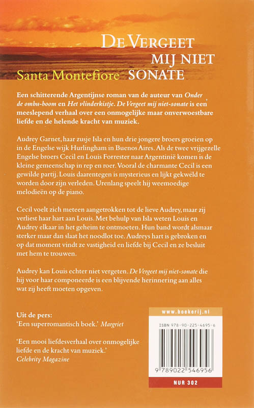 Achterkant van De vergeet mij niet sonate