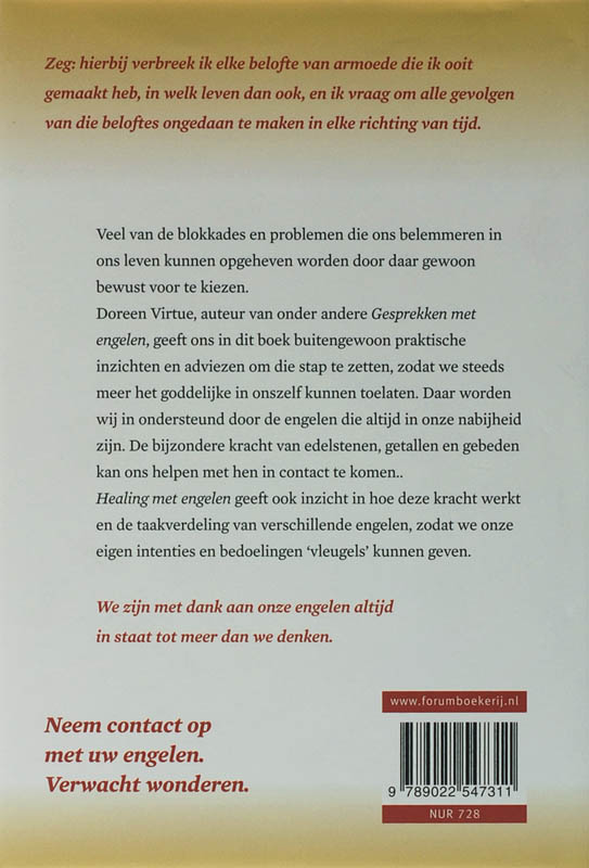 Achterkant van Healing met de engelen