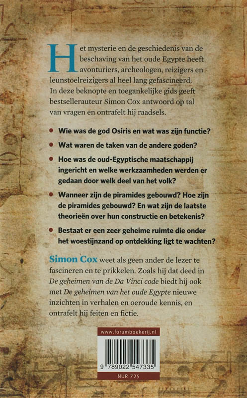 Achterkant van De geheimen van Het oude Egypte