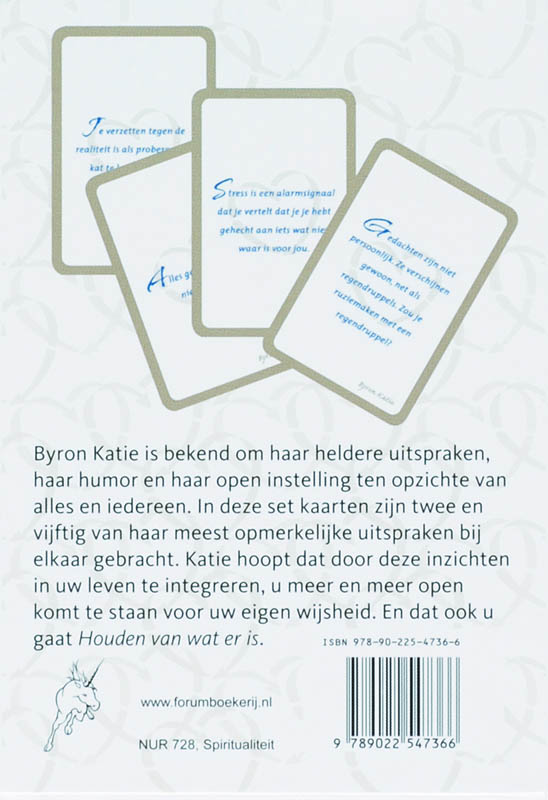 Achterkant van Houden van wat er is kaartenset