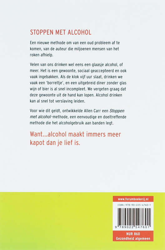 Achterkant van Stoppen met Alcohol