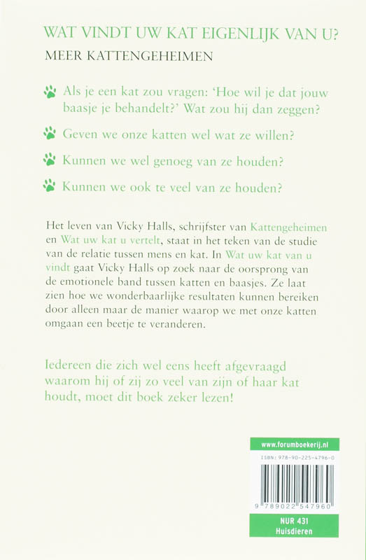 Achterkant van Wat uw kat van u vindt