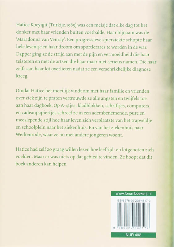 Achterkant van Hatice dagboek van een dapper meisje