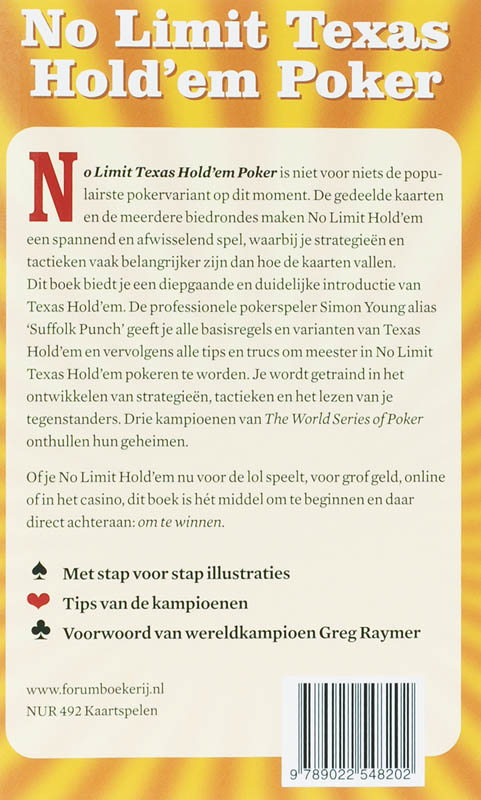 Achterkant van Texas hold'em Poker