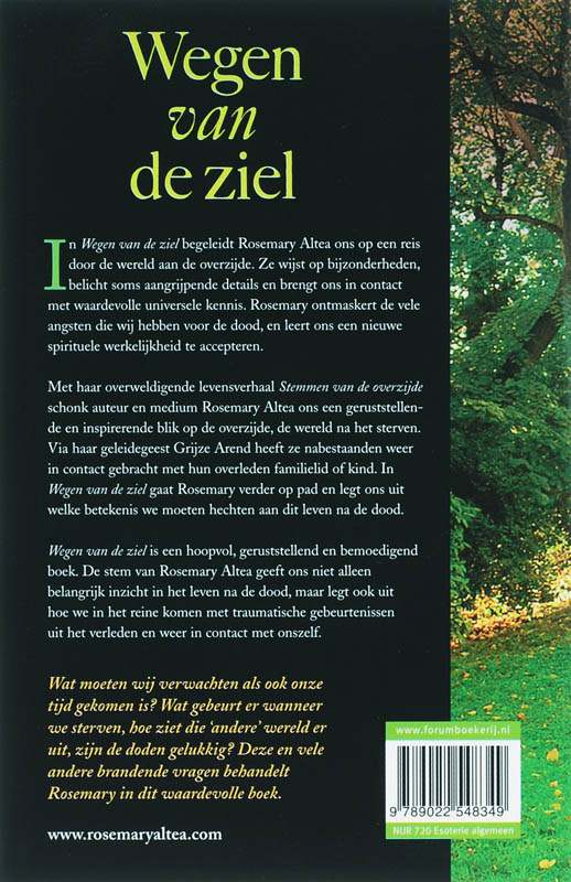Achterkant van Wegen van de ziel