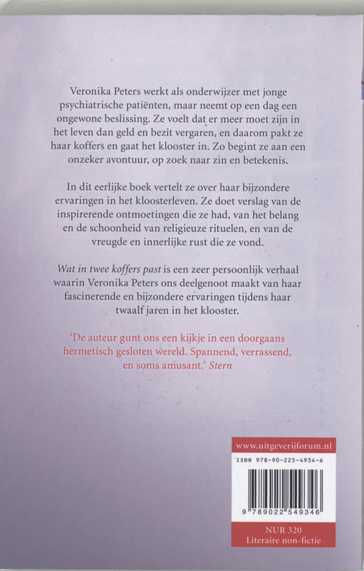 Achterkant van Wat in twee koffers past