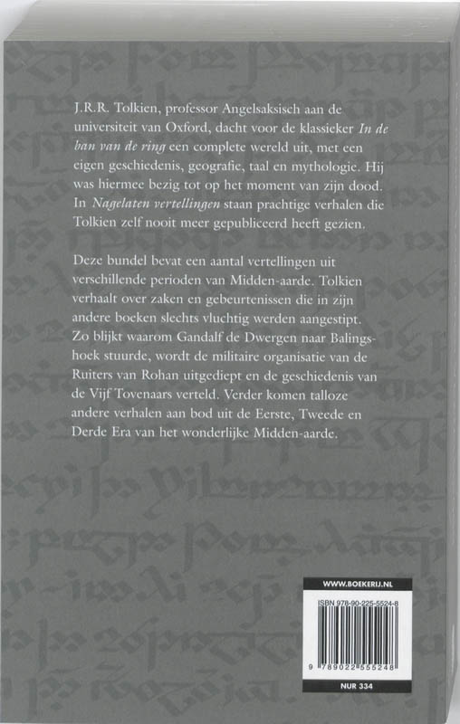 Achterkant van Nagelaten vertellingen