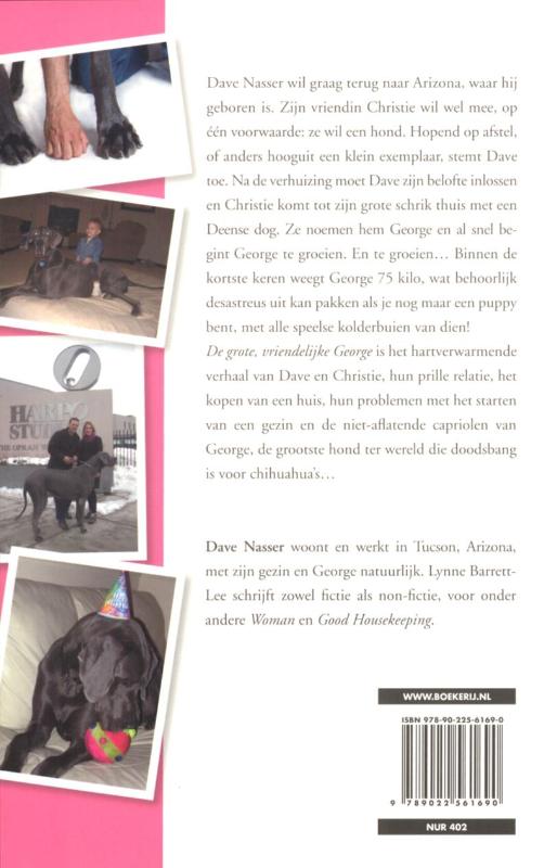 Achterkant van De grote, vriendelijke George