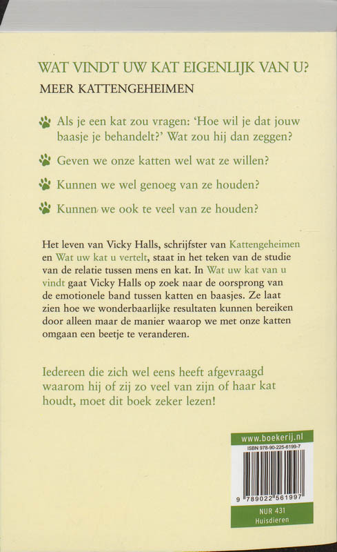 Achterkant van Wat uw kat van u vindt