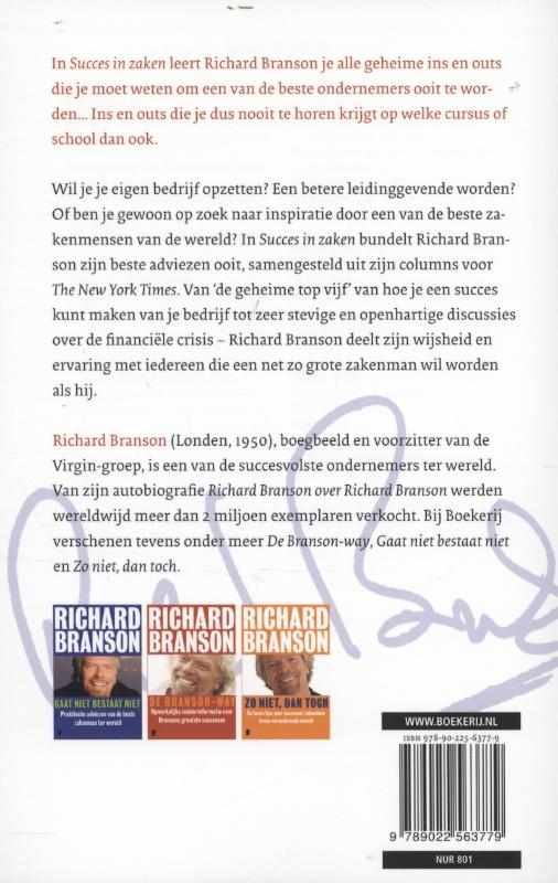 Achterkant van Succes in zaken