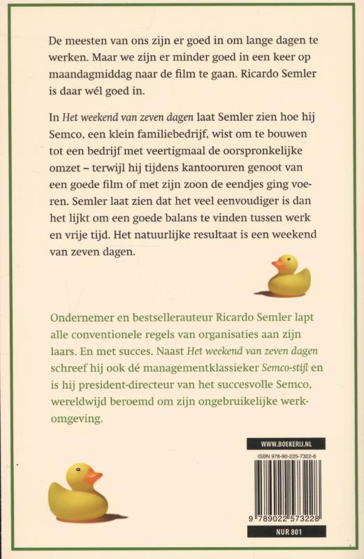 Achterkant van Het weekend van zeven dagen