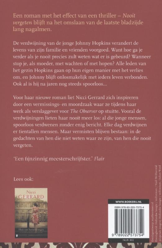 Achterkant van Nooit vergeten