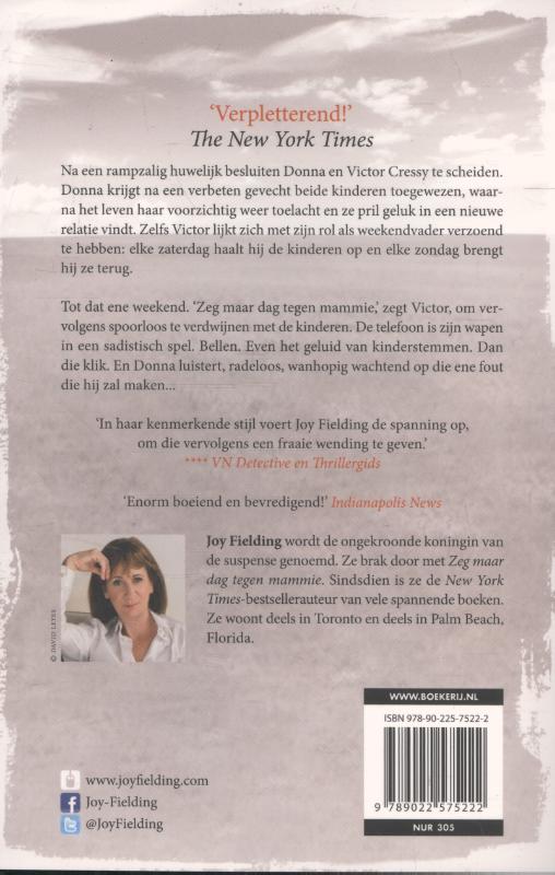 Achterkant van Zeg maar dag tegen mammie