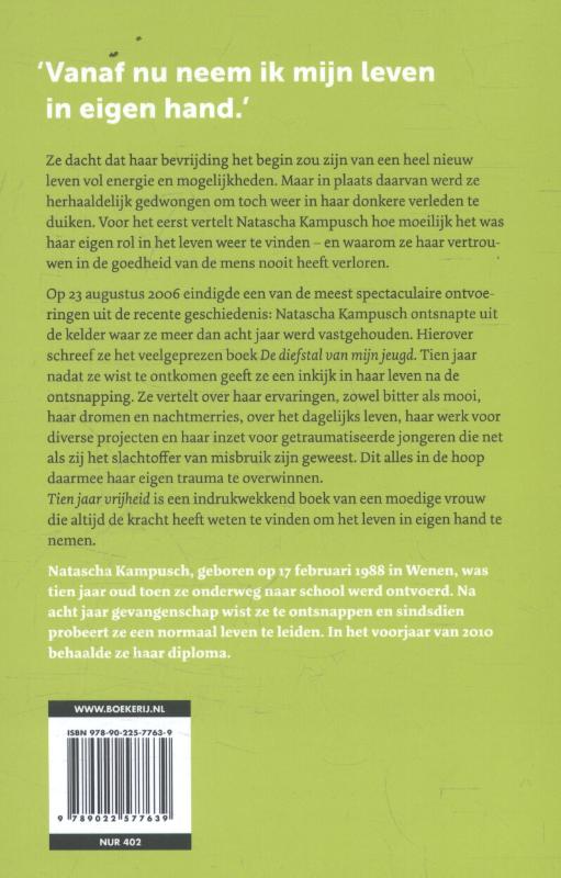 Achterkant van Tien jaar vrijheid
