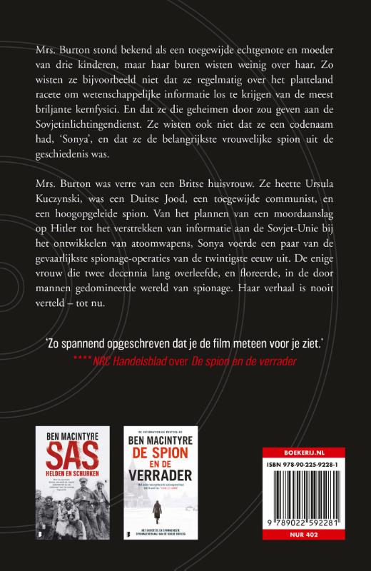Achterkant van Agent Sonya