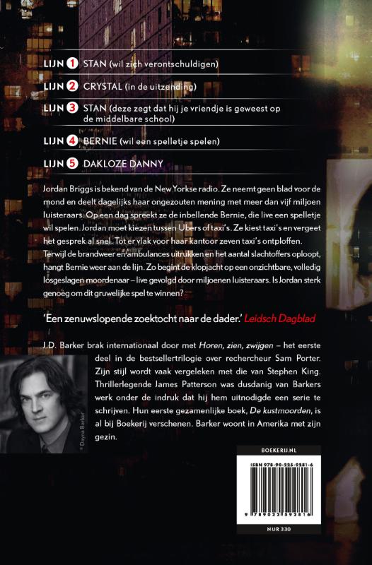 Achterkant van De beller op lijn vier
