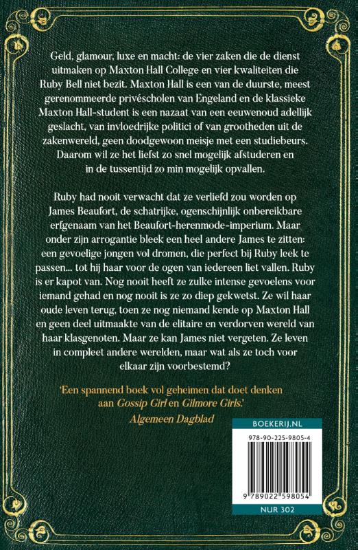 Achterkant van De geheimen van Maxton Hall College