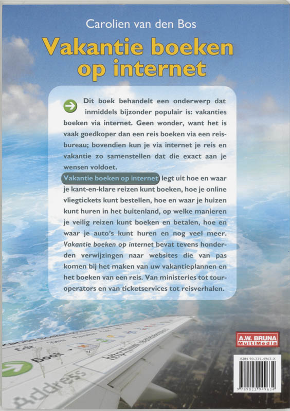 Achterkant van Vakantie boeken op internet