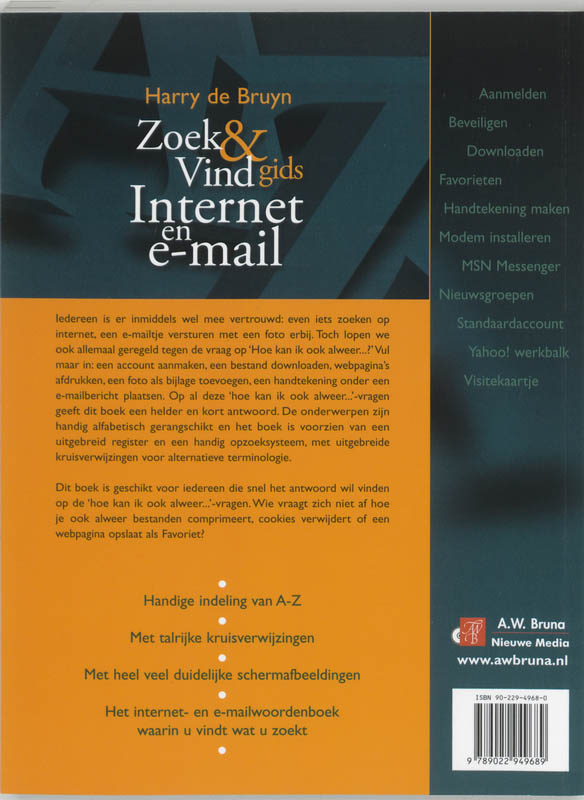 Achterkant van Zoek & Vindgids internet en e-mail