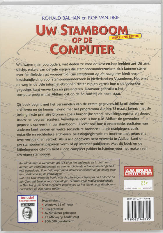 Achterkant van Uw stamboom op de computer