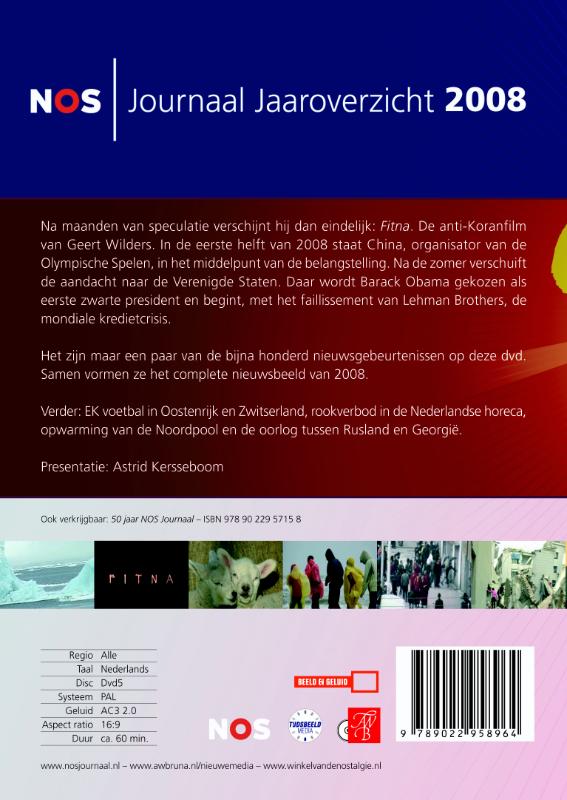 Achterkant van NOS Journaal Jaaroverzicht 2008