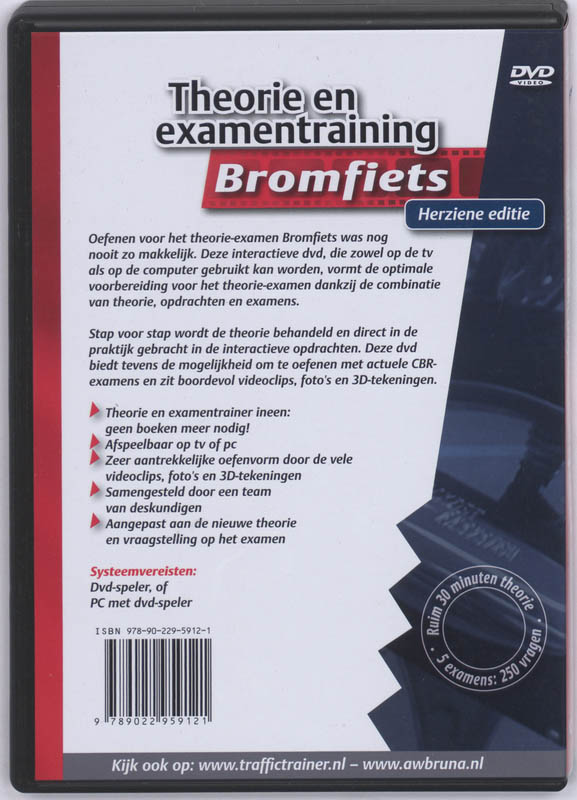 Achterkant van Theorie en examentrainer bromfiets