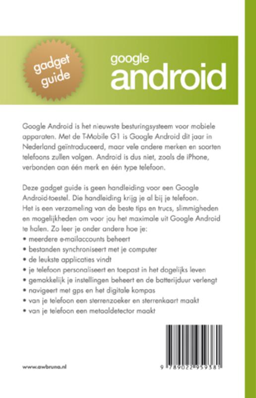 Achterkant van Google Android gadget guide