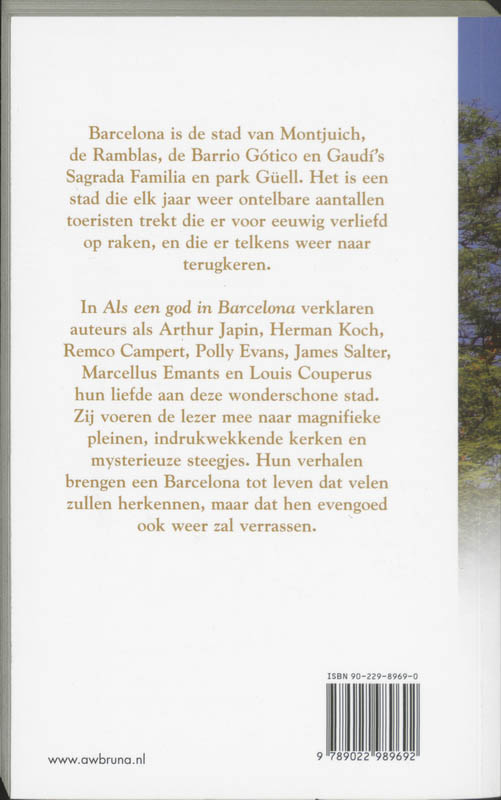 Achterkant van Als een god in Barcelona