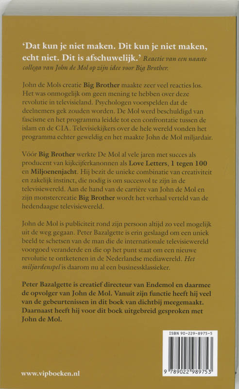 Achterkant van Het miljardenspel
