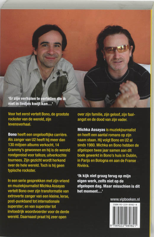 Achterkant van Bono over Bono