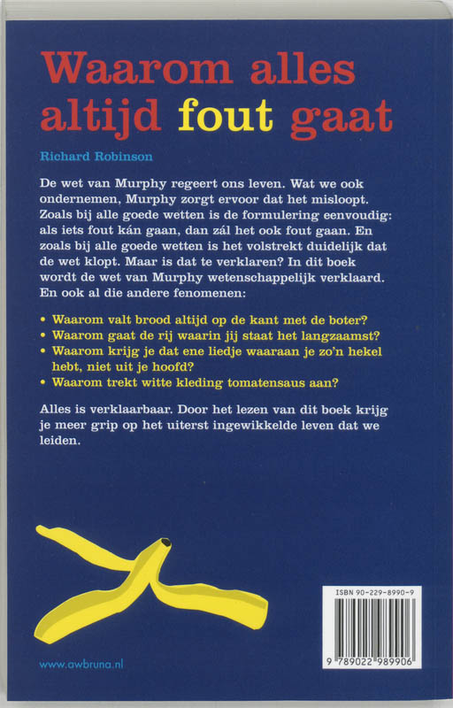 Achterkant van Waarom alles altijd fout gaat