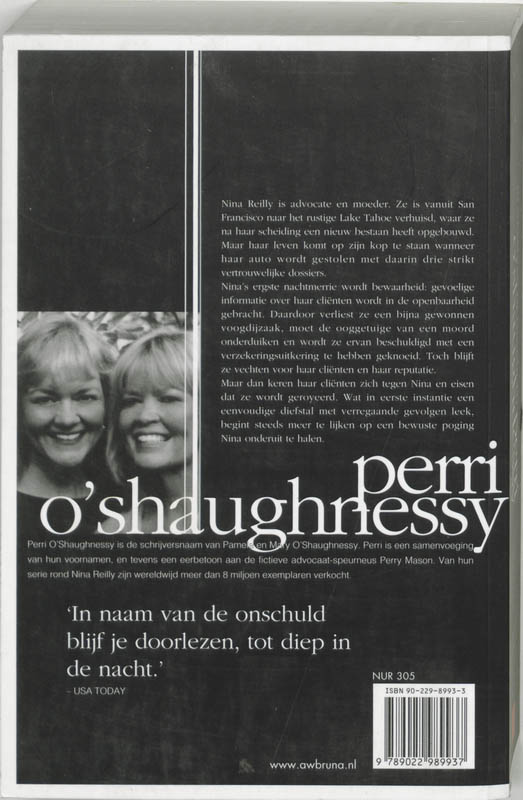 Achterkant van In naam van de onschuld