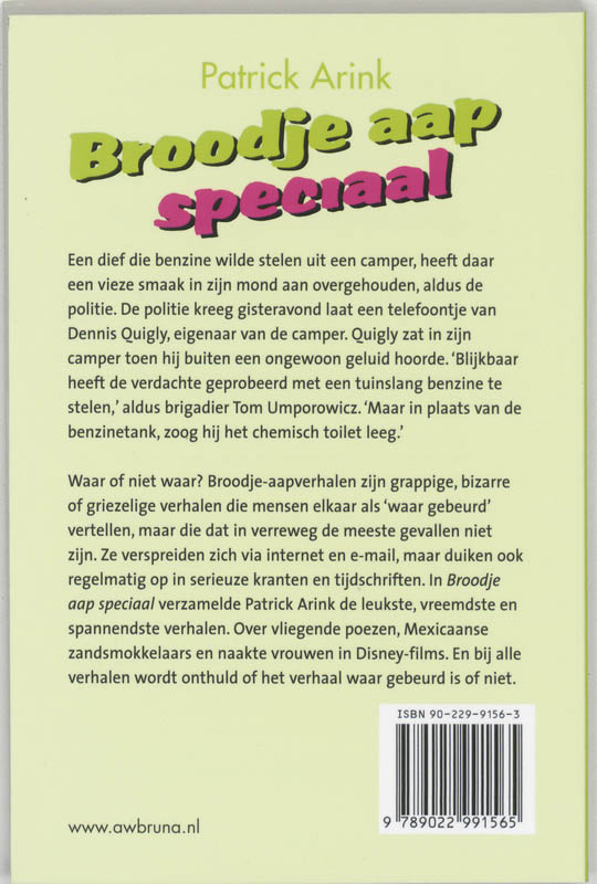 Achterkant van Broodje aap speciaal