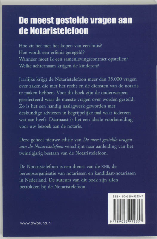 Achterkant van De meest gestelde vragen aan de Notaristelefoon