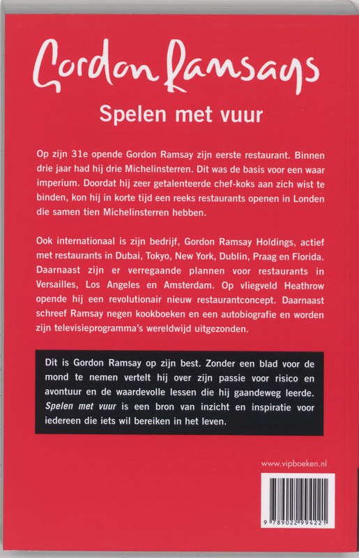 Achterkant van Gordon Ramsay's Spelen met vuur