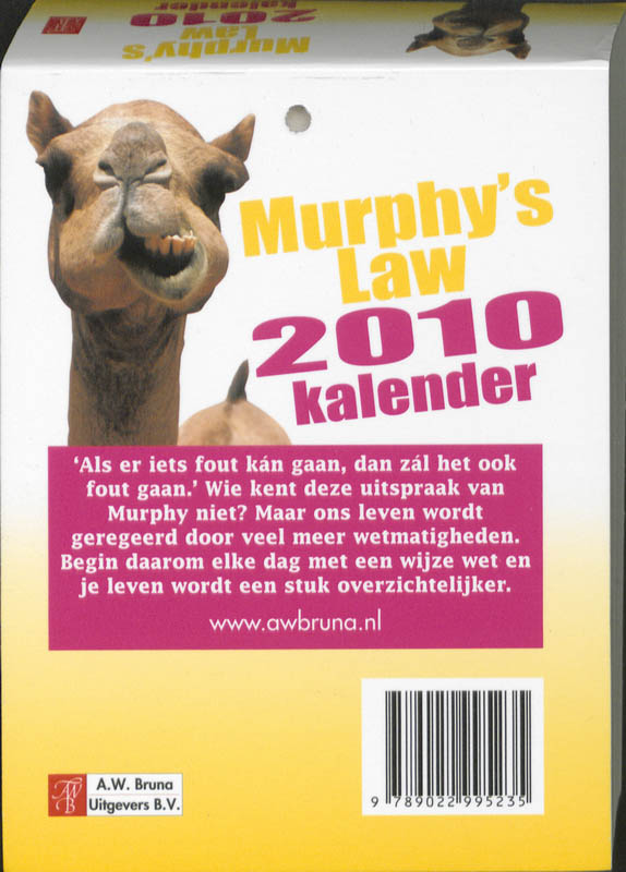 Achterkant van Murphy's Law-kalender 2010