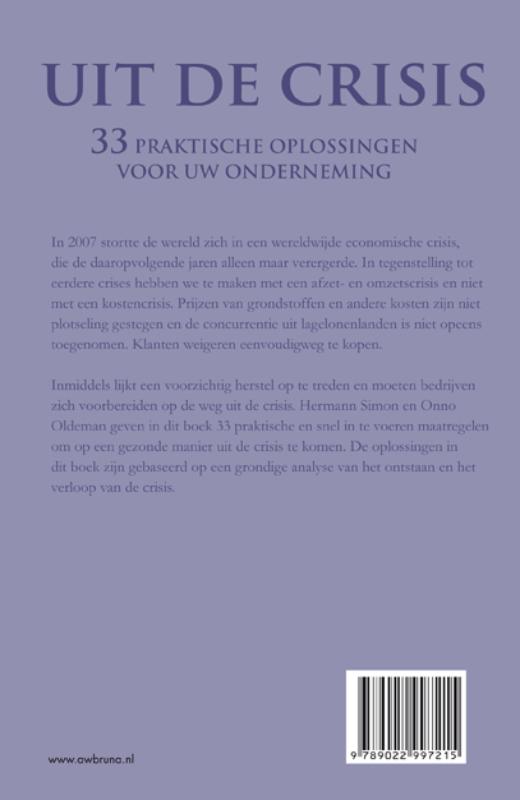 Achterkant van Uit de crisis
