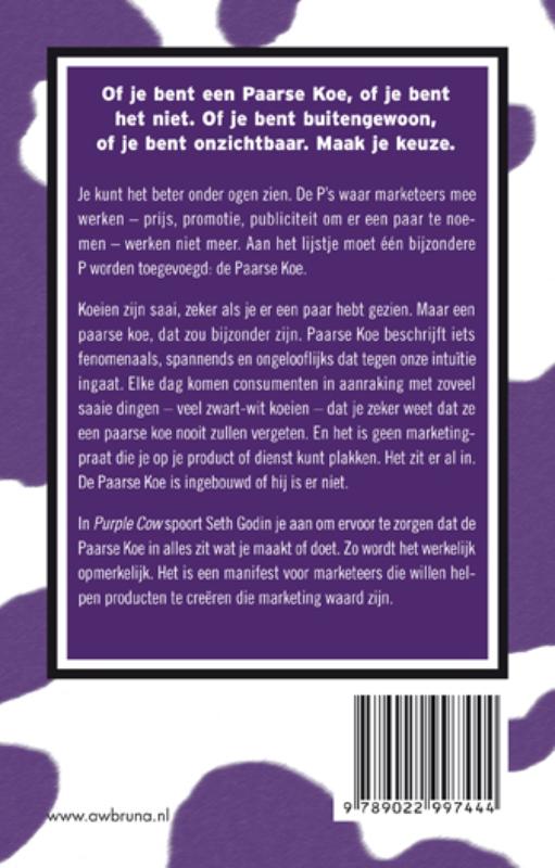 Achterkant van Purple Cow