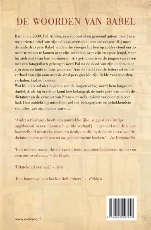 Achterkant van De woorden van Babel