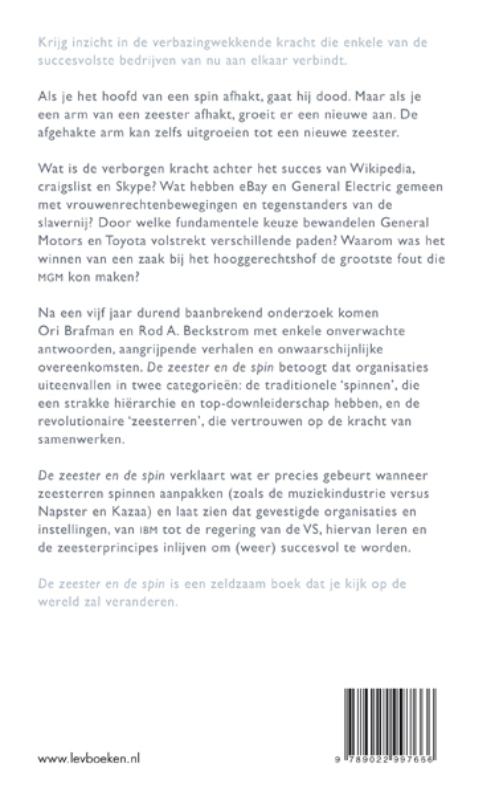 Achterkant van De zeester en de spin