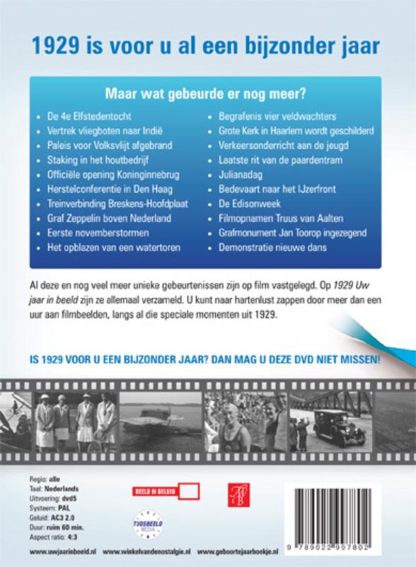 Achterkant van 1929 Uw jaar in beeld